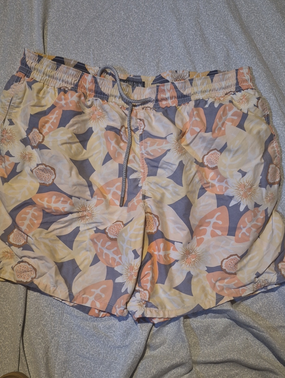 Vilebrequin Mens Peach, Cream & Blue Floral Drawstring Bermudas